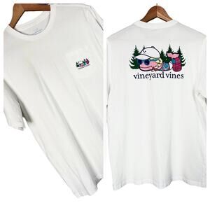 VINEYARD VINES Big Girls XL (18) White Summer Camp Outdoor Camping Whale T-Shirt